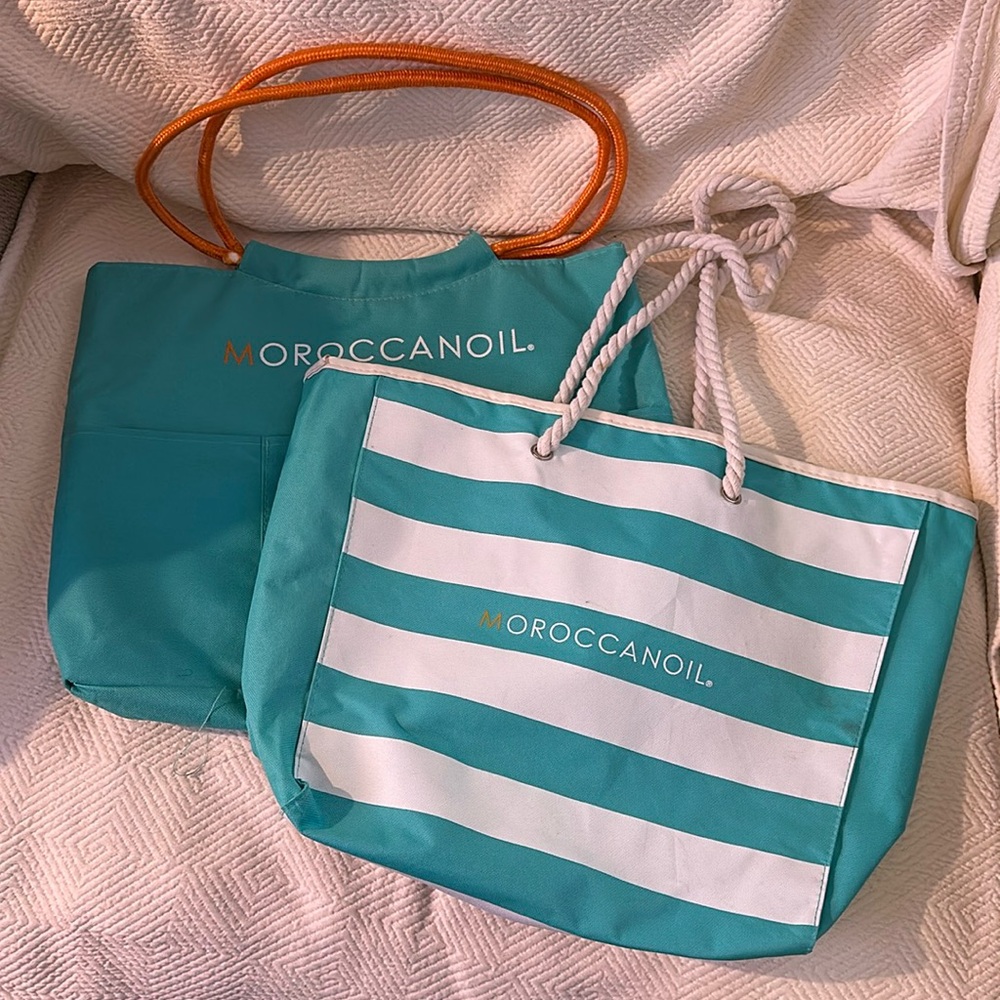 2 Moroccanoil Tote Bag Blue & White